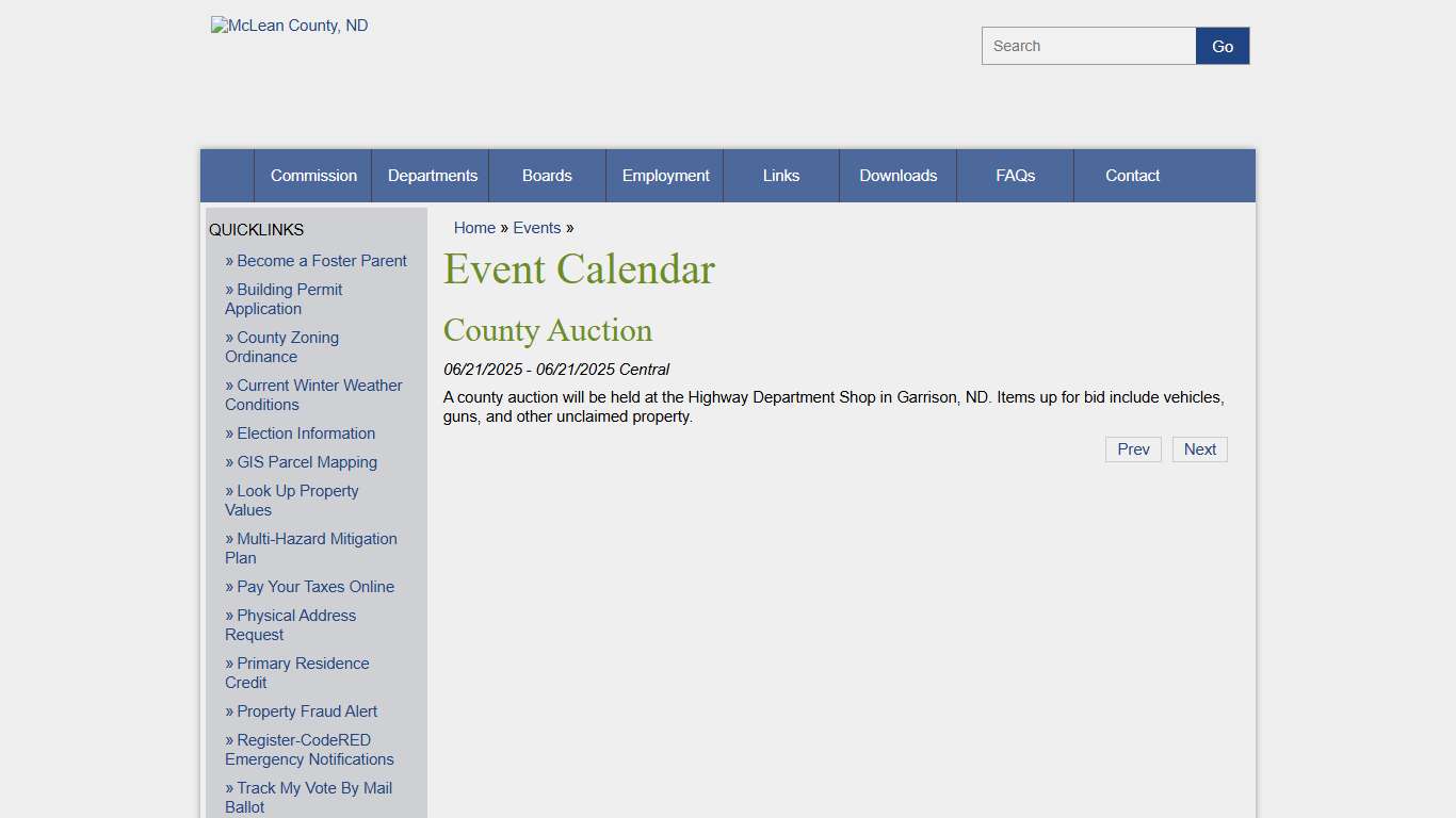 McLean County, North Dakota - Events